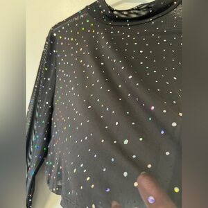 SHEIN Sxy Holographic Rainbow Mesh Crop Top